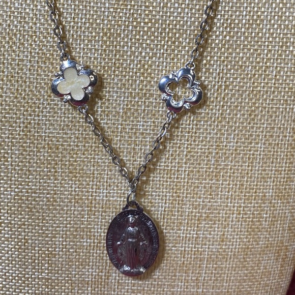 Jewelry - Virgin Mary Miraculous Medal Large 1.5” Catholic Pendant on Embellished Chain.